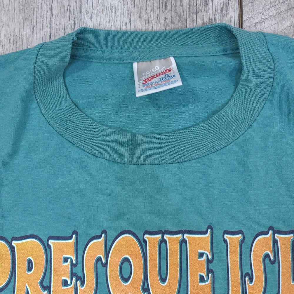 Vintage T-Shirt Mens 2X Teal Presque Isle Yacht Club Corn Roast Erie PA Graphic - Picture 5 of 6